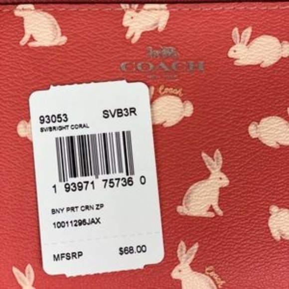 NWT Coach Corner ZIP Wristlet Wallet W/Bunny - Picture 5 of 7